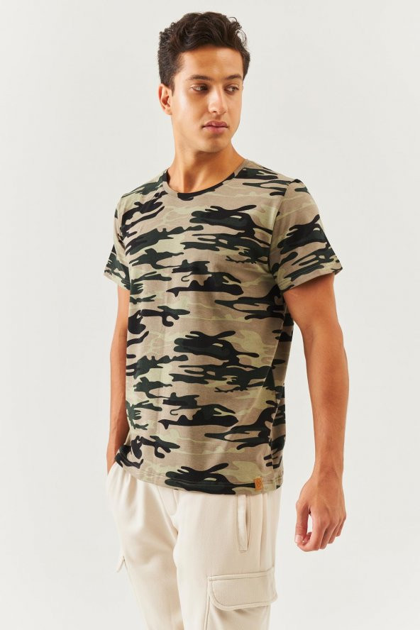 Kamuflaj Oversize Rahat %100 Pamuklu Penye Bisiklet Yaka Kısa Kol Basic T-Shirt  Classic Collection - 2