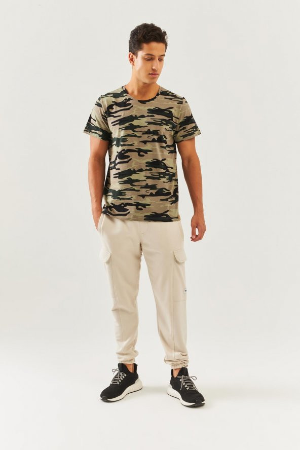 Kamuflaj Oversize Rahat %100 Pamuklu Penye Bisiklet Yaka Kısa Kol Basic T-Shirt  Classic Collection - 3