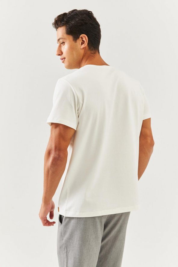 Beyaz Oversize Rahat %100 Pamuklu Penye Bisiklet Yaka Kısa Kol Basic T-Shirt  Classic Collection - 7