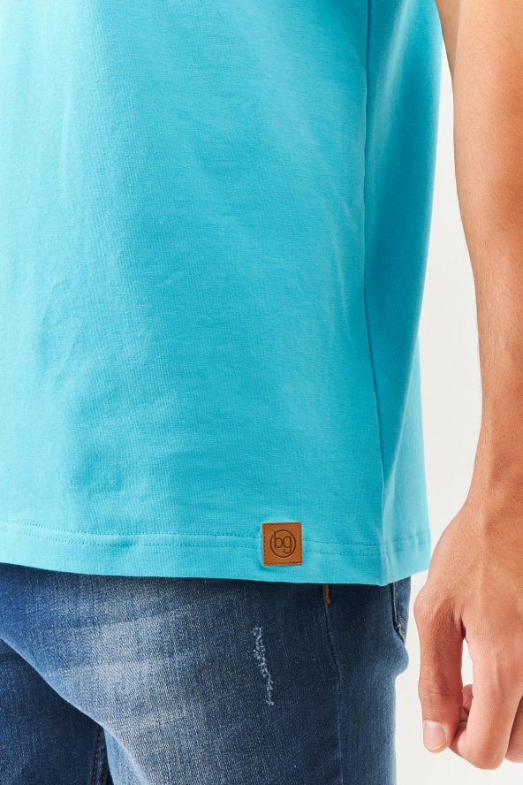 Aqua Oversize Rahat %100 Pamuklu Penye Bisiklet Yaka Kısa Kol Basic T-Shirt Trendy Collection - 8