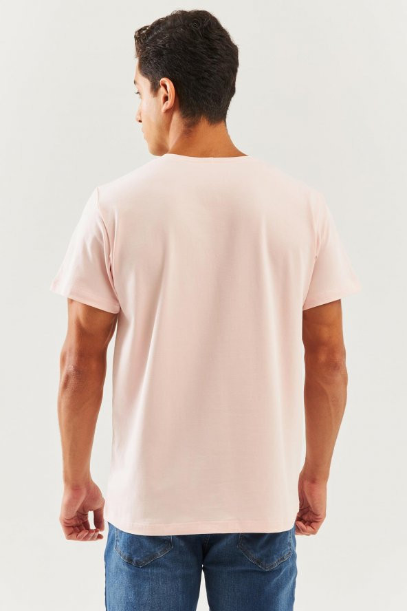 Pudra Oversize Rahat %100 Pamuklu Penye Bisiklet Yaka Kısa Kol Basic T-Shirt Trendy Collection - 7