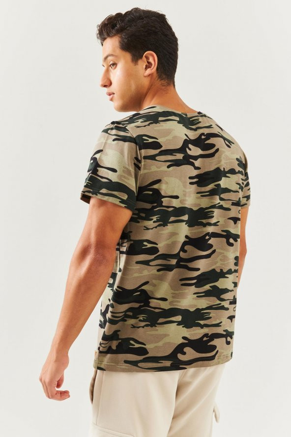 Kamuflaj Oversize Rahat %100 Pamuklu Penye Bisiklet Yaka Kısa Kol Basic T-Shirt  Classic Collection - 7