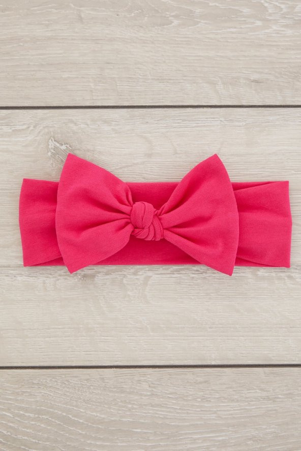Fuşya El Yapımı Yumuşak Fiyonk Bağlamalı Doğal Pamuklu Penye Bebek Çocuk Kız Bandana ELİT SERİ - 1