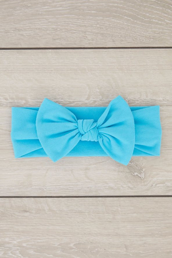 Mavi El Yapımı Yumuşak Fiyonk Bağlamalı Doğal Pamuklu Penye Bebek Çocuk Kız Bandana ELİT SERİ