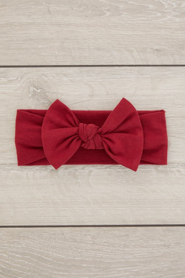 Bordo El Yapımı Yumuşak Fiyonk Bağlamalı Doğal Pamuklu Penye Bebek Çocuk Kız Bandana ELİT SERİ - 1