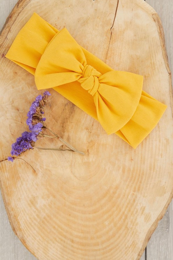 Hardal El Yapımı Yumuşak Fiyonk Bağlamalı Doğal Pamuklu Penye Bebek Çocuk Kız Bandana ELİT SERİ - 3