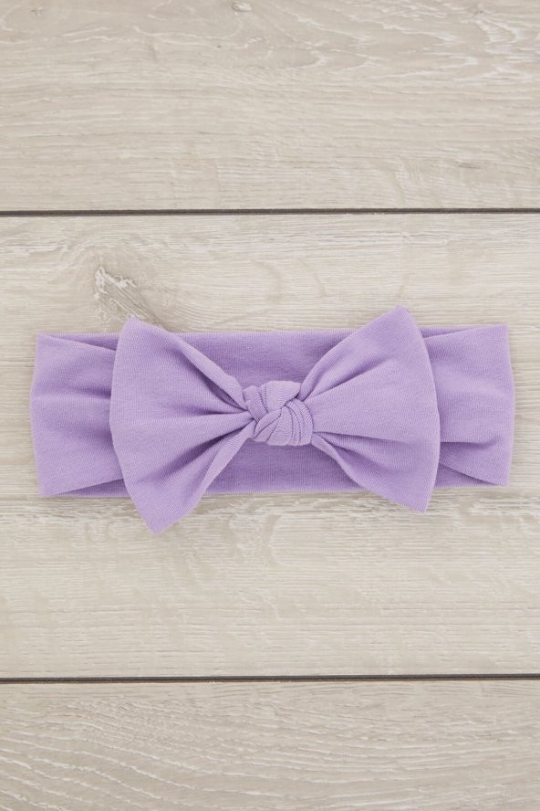 Lila El Yapımı Yumuşak Fiyonk Bağlamalı Doğal Pamuklu Penye Bebek Çocuk Kız Bandana ELİT SERİ