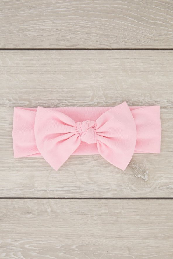 Pembe El Yapımı Yumuşak Fiyonk Bağlamalı Doğal Pamuklu Penye Bebek Çocuk Kız Bandana ELİT SERİ - Resim 2