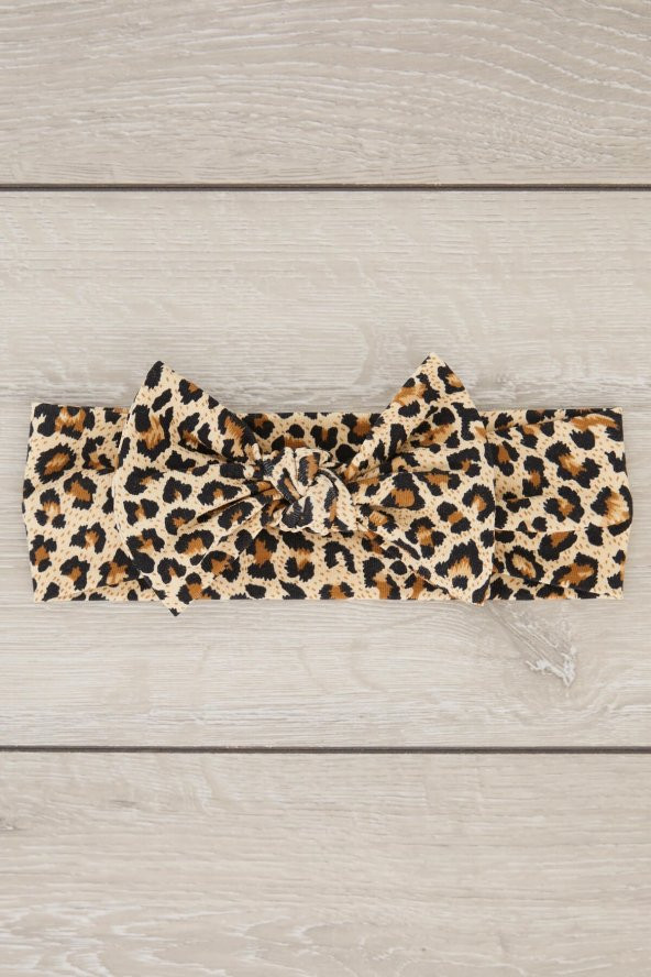 Leopar El Yapımı Yumuşak Fiyonk Bağlamalı Doğal Pamuklu Penye Bebek Çocuk Kız Bandana BEST OF SERİSİ - 5