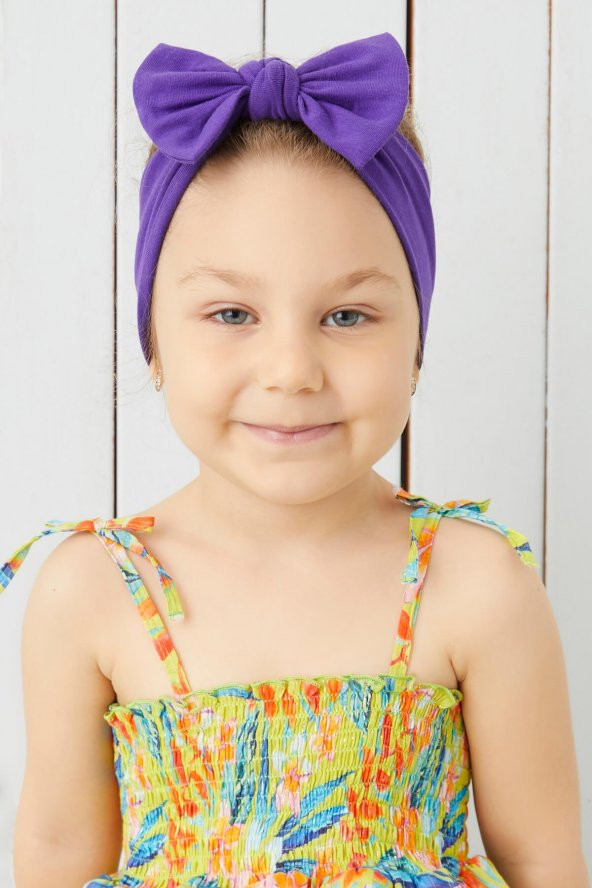 Efsane Mor El Yapımı Yumuşak Fiyonk Bağlamalı Doğal Pamuklu Penye Bebek Çocuk Kız Bandana BEST OF SERİSİ - 2
