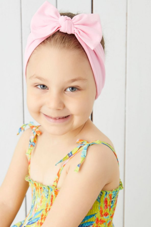 Şeker Pembe El Yapımı Yumuşak Fiyonk Bağlamalı Doğal Pamuklu Penye Bebek Çocuk Kız Bandana BEST OF SERİSİ - 2