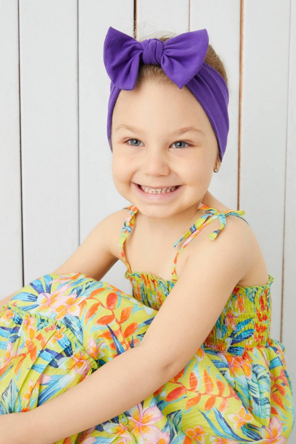 Efsane Mor El Yapımı Yumuşak Fiyonk Bağlamalı Doğal Pamuklu Penye Bebek Çocuk Kız Bandana BEST OF SERİSİ - 4