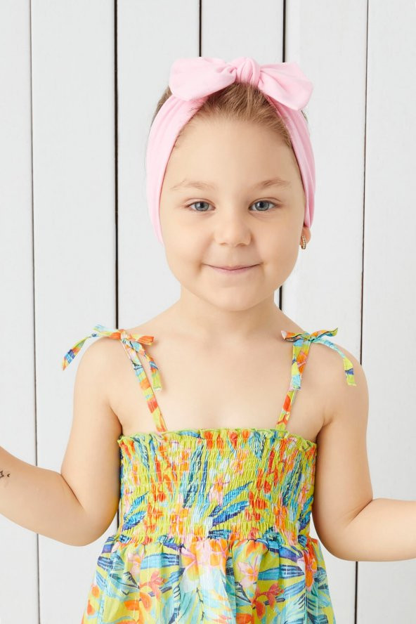 Şeker Pembe El Yapımı Yumuşak Fiyonk Bağlamalı Doğal Pamuklu Penye Bebek Çocuk Kız Bandana BEST OF SERİSİ - 4