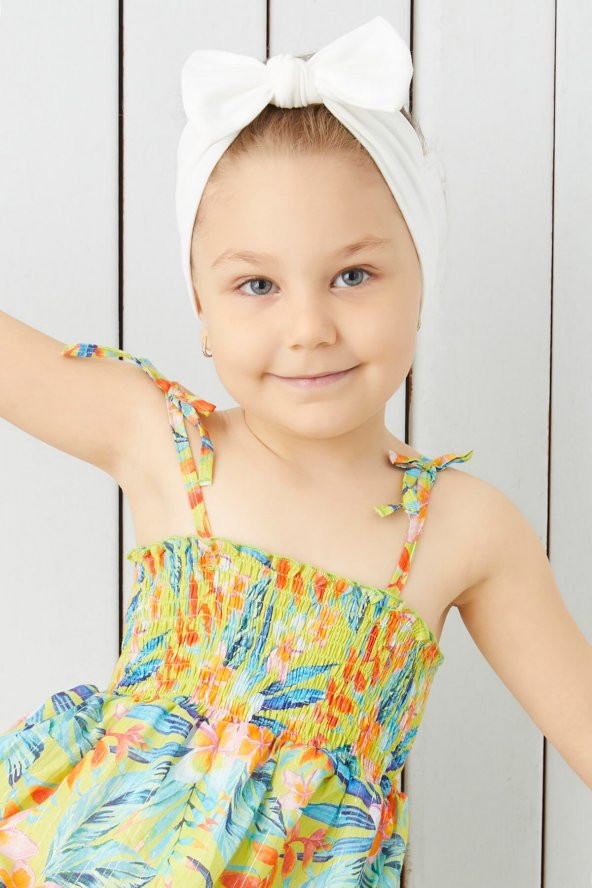 Beyaz El Yapımı Yumuşak Fiyonk Bağlamalı Doğal Pamuklu Penye Bebek Çocuk Kız Bandana BEST OF SERİSİ - 4