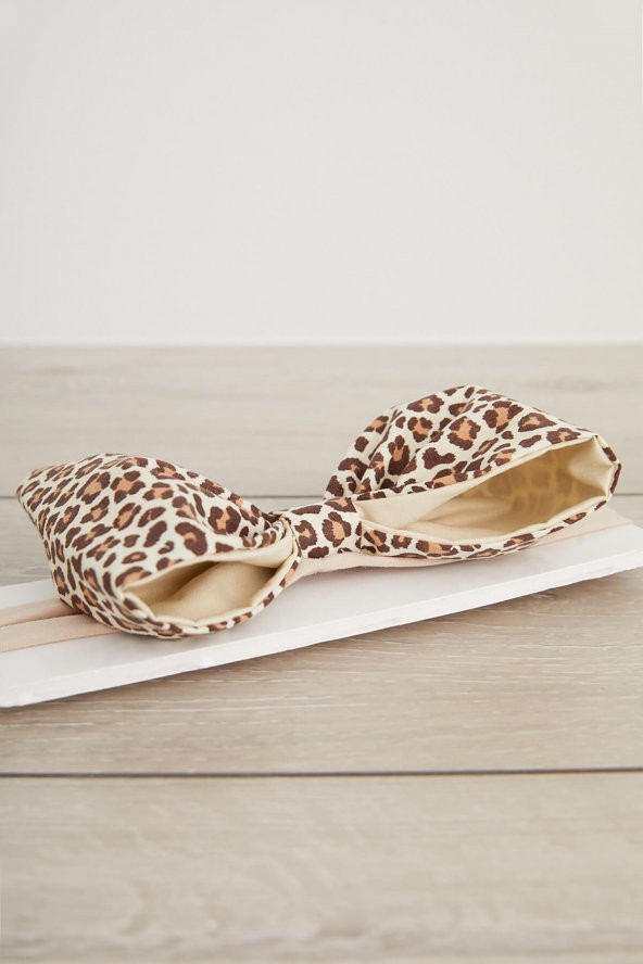 El Yapımı Büyük Fiyonk Doğal Pamuklu Bebek Çocuk Kız Saç bandı Cool Leopar - 2