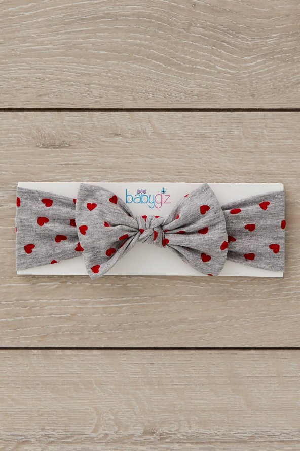 Gri Kırmızı El Yapımı Yumuşak Fiyonk Bağlamalı Doğal Pamuklu Penye Bebek Çocuk Kız Bandana EFSANE SERİ - 3
