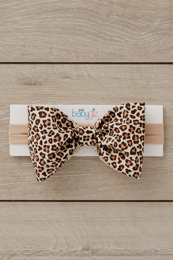 El Yapımı Büyük Fiyonk Doğal Pamuklu Bebek Çocuk Kız Saç bandı Cool Leopar - 5