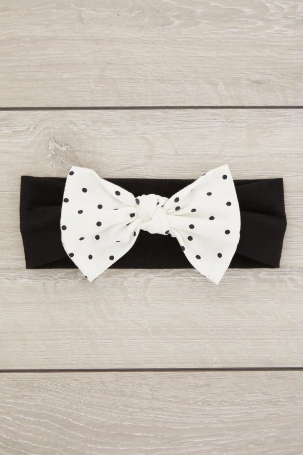 Siyah Beyaz El Yapımı Yumuşak Fiyonk Bağlamalı Doğal Pamuklu Penye Bebek Çocuk Kız Bandana EFSANE SERİ - 2