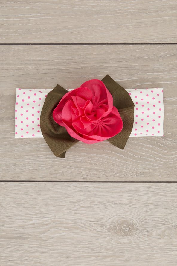Beyaz Fuşya El Yapımı Yumuşak Eşsiz Aksesuarlı Doğal Pamuklu Penye Bebek Çocuk Kız Bandana  ELMAS SERİ - 2