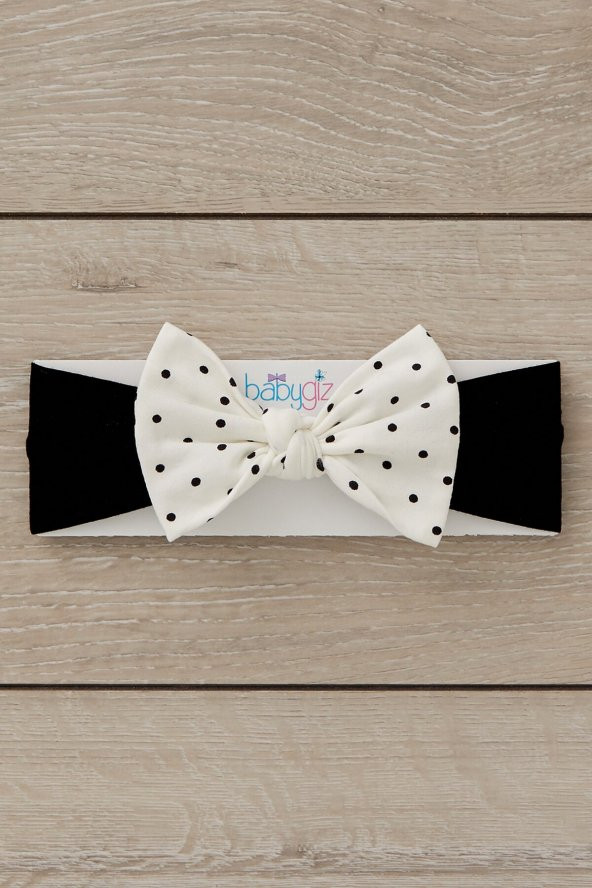 Siyah Beyaz El Yapımı Yumuşak Fiyonk Bağlamalı Doğal Pamuklu Penye Bebek Çocuk Kız Bandana EFSANE SERİ - 3