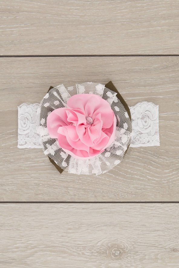 Beyaz Pembe El Yapımı Yumuşak Eşsiz Aksesuarlı Doğal Pamuklu Penye Bebek Çocuk Kız Bandana ELMAS SERİ - 3