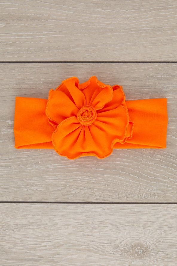 Turuncu El Yapımı Yumuşak Eşsiz Aksesuarlı Doğal Pamuklu Penye Bebek Çocuk Kız Bandana BAHAR SERİSİ - 2