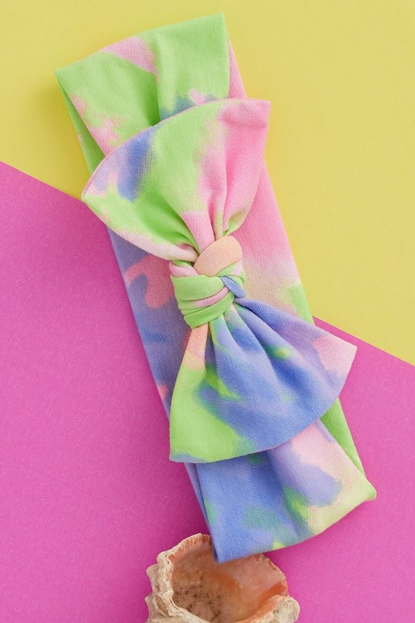Batik Canlı Renkli El Yapımı Yumuşak Fiyonk Bağlamalı Doğal Pamuklu Penye Bebek Çocuk Kız Bandana GÖKKUŞAĞI SERİSİ - 2