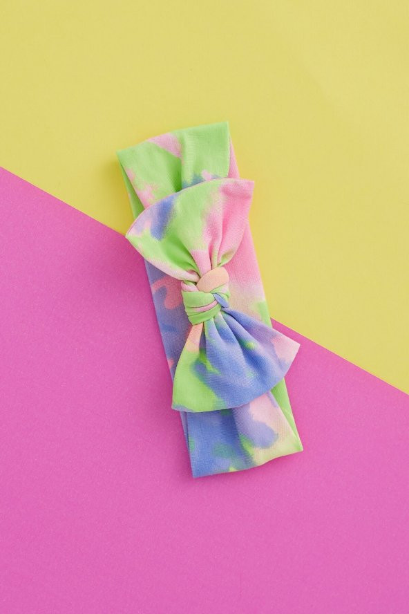 Batik Canlı Renkli El Yapımı Yumuşak Fiyonk Bağlamalı Doğal Pamuklu Penye Bebek Çocuk Kız Bandana GÖKKUŞAĞI SERİSİ - 4