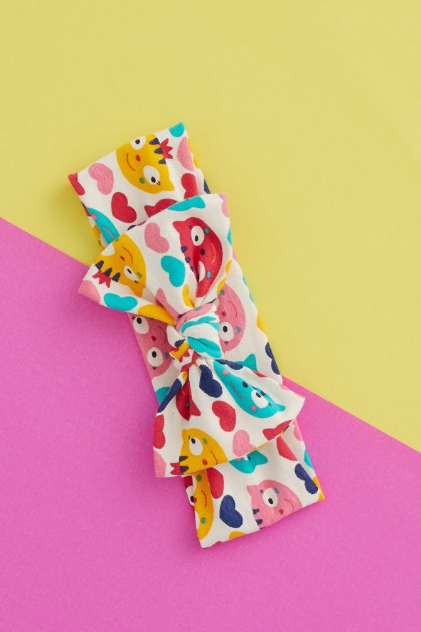 Renkli Kedi Desenli El Yapımı Yumuşak Fiyonk Bağlamalı Doğal Pamuklu Penye Bebek Çocuk Kız Bandana GÖKKUŞAĞI SERİSİ - 5