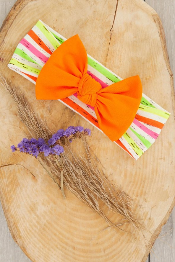 Neon Çok renkli El Yapımı Yumuşak Fiyonk Bağlamalı Doğal Pamuklu Penye Bebek Çocuk Kız Bandana GÖKKUŞAĞI SERİSİ ürün görseli 1