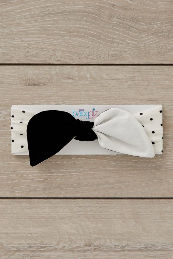 Siyah Beyaz El Yapımı Yumuşak Tavşan Kulak Doğal Pamuklu Penye Bebek Çocuk Kız Yeni Stil Bandana - 3