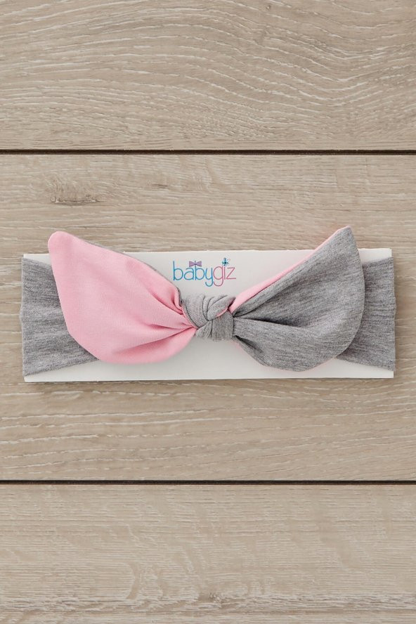 Gri Pembe El Yapımı Yumuşak Tavşan Kulak Doğal Pamuklu Penye Bebek Çocuk Kız Yeni Stil Bandana - 3