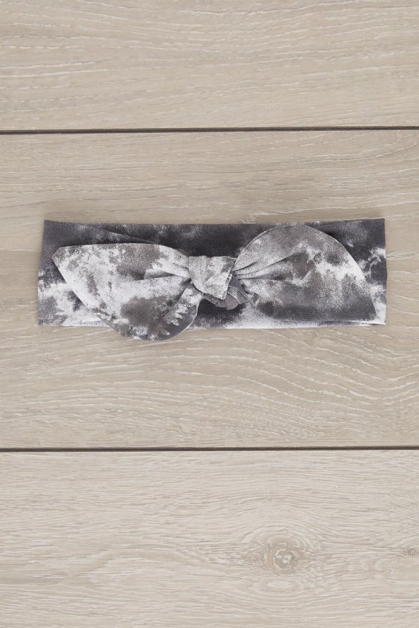 Batik Gri El Yapımı Yumuşak Tavşan Kulak Doğal Pamuklu Penye Bebek Çocuk Kız Yeni Stil Bandana - 2