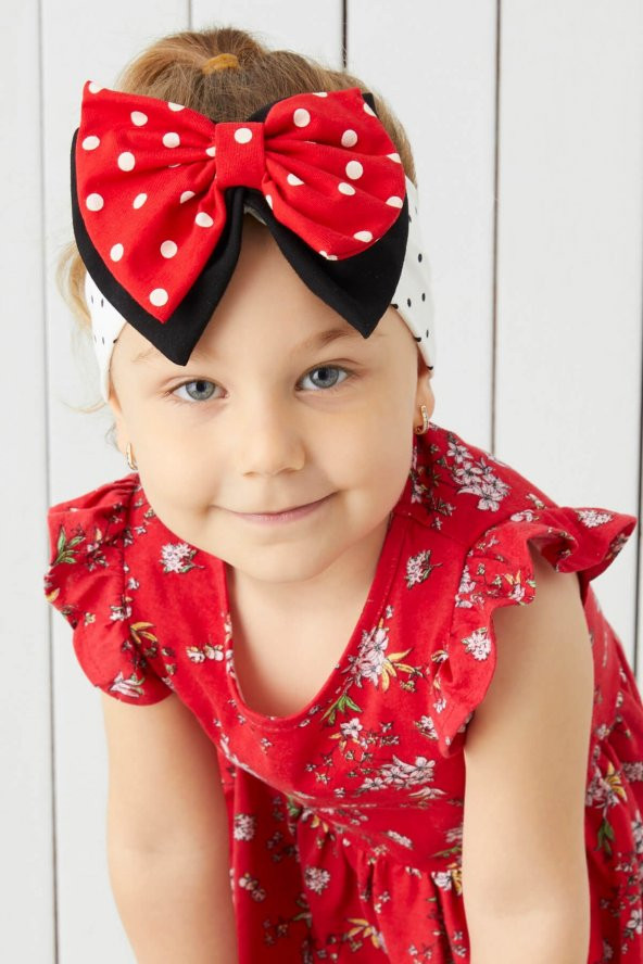 El Yapımı Yumuşak Fiyonk Bağlamalı Doğal Pamuklu Penye Bebek Çocuk Kız Özel Tasarım Bandana - 2