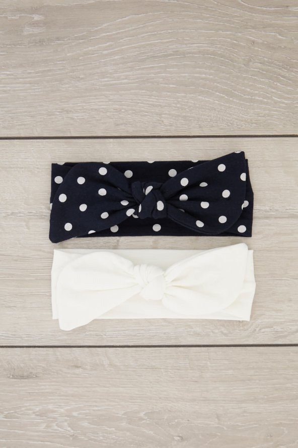 El Yapımı Yumuşak Tavşan Kulak Doğal Pamuklu Penye 2'li Bebek Çocuk Kız Bandana Siyah Beyaz - 2