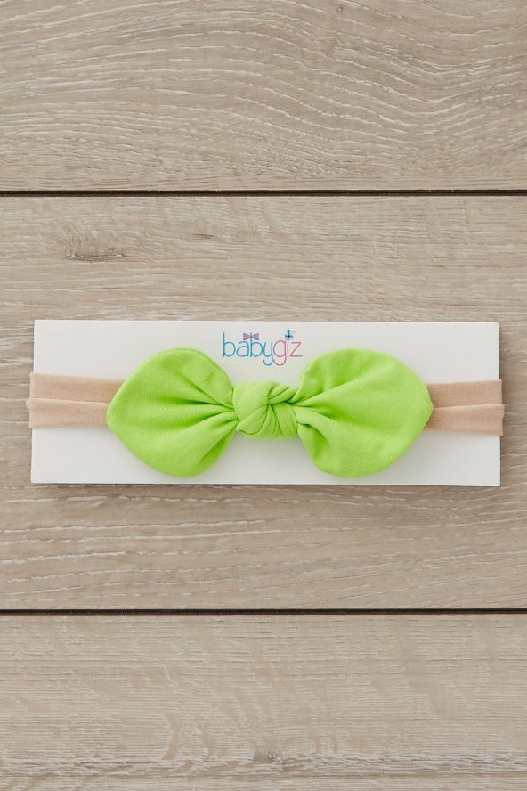 El Yapımı Yumuşak stil ince bağlamalı Doğal Pamuklu Penye 2'li Bebek Çocuk Kız Bandana Sarı Yeşil - 3