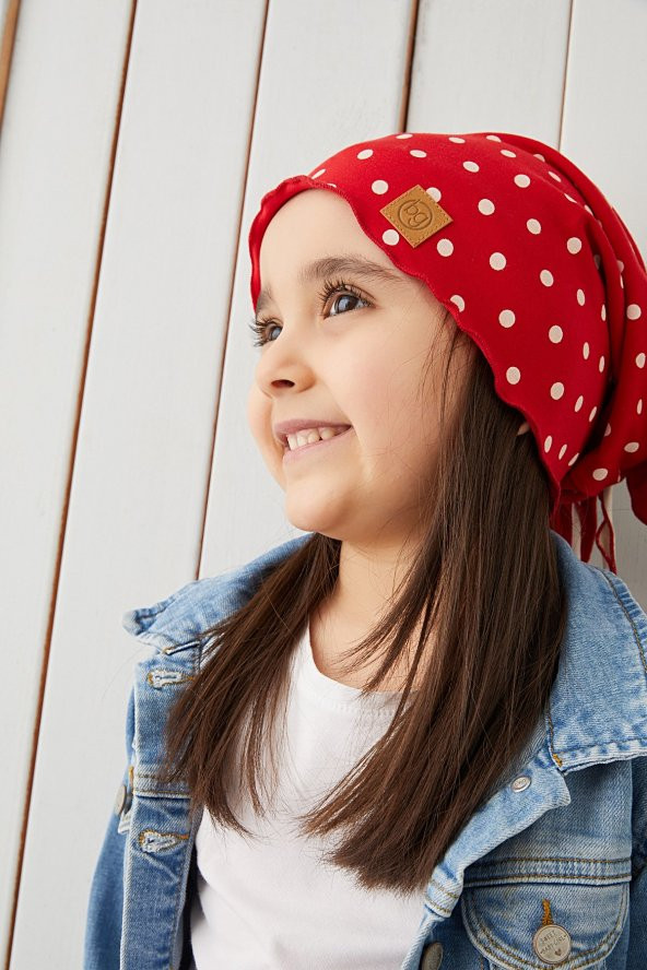 Kırmızı Beyaz Çocuk Bebek Şapka Bere yumuşak %100 pamuklu penye ELİT seri - 3