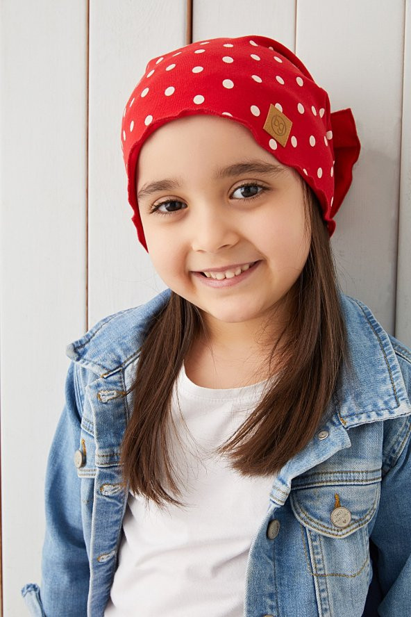 Kırmızı Beyaz Çocuk Bebek Şapka Bere yumuşak %100 pamuklu penye ELİT seri - 5