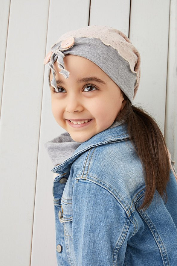 Gri pudra ipli Çocuk Bebek Şapka Bere yumuşak %100 pamuklu penye ELİT seri - 3