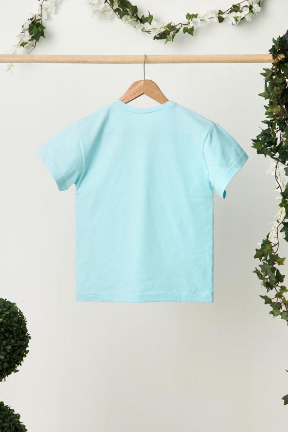 Bebe Mavi Erkek Çocuk Kısa Kollu Bisiklet Yaka Terletmez, Yumuşak Rahat %100 Pamuklu Penye T-Shirt - 2