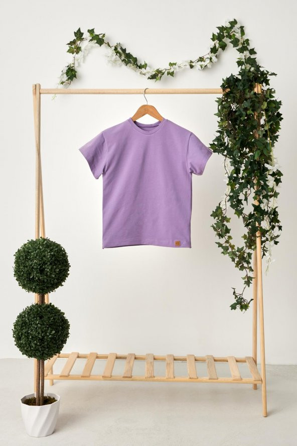 Lila Kız Çocuk Kısa Kollu Bisiklet Yaka Terletmez, Yumuşak Rahat %100 Pamuklu Penye T-Shirt - 4