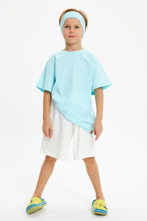 Bebe Mavi Erkek Çocuk Kısa Kollu Bisiklet Yaka Terletmez, Yumuşak Rahat %100 Pamuklu Penye T-Shirt - 6
