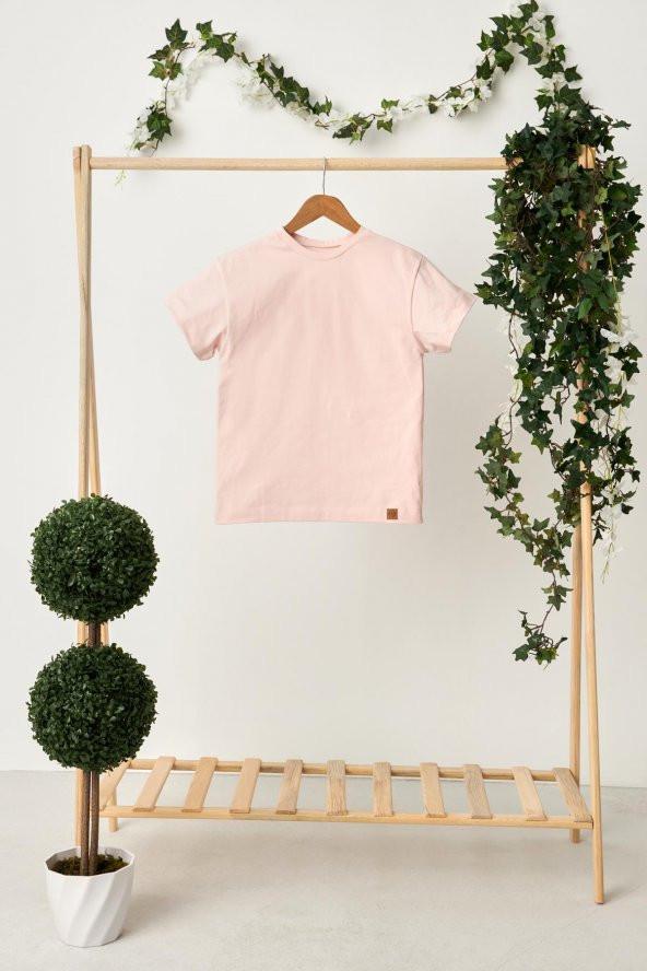 Pudra Kız Çocuk Kısa Kollu Bisiklet Yaka Terletmez, Yumuşak Rahat %100 Pamuklu Penye T-Shirt - 4