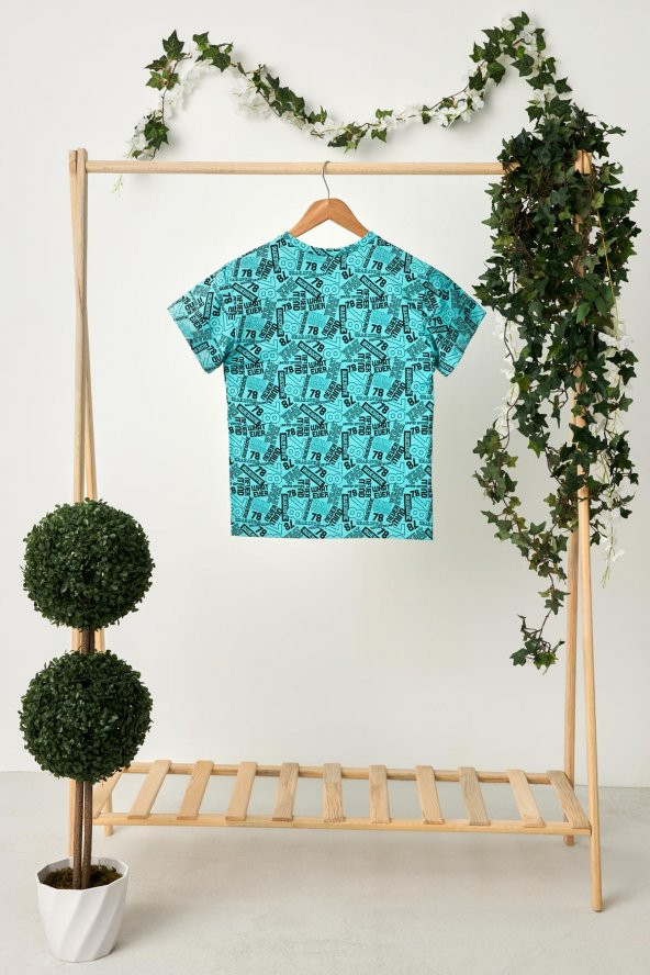 Turkuaz Kız Çocuk Kısa Kollu Desenli Bisiklet Yaka Terletmez, Yumuşak Rahat %100 Pamuklu Penye T-Shirt - 4