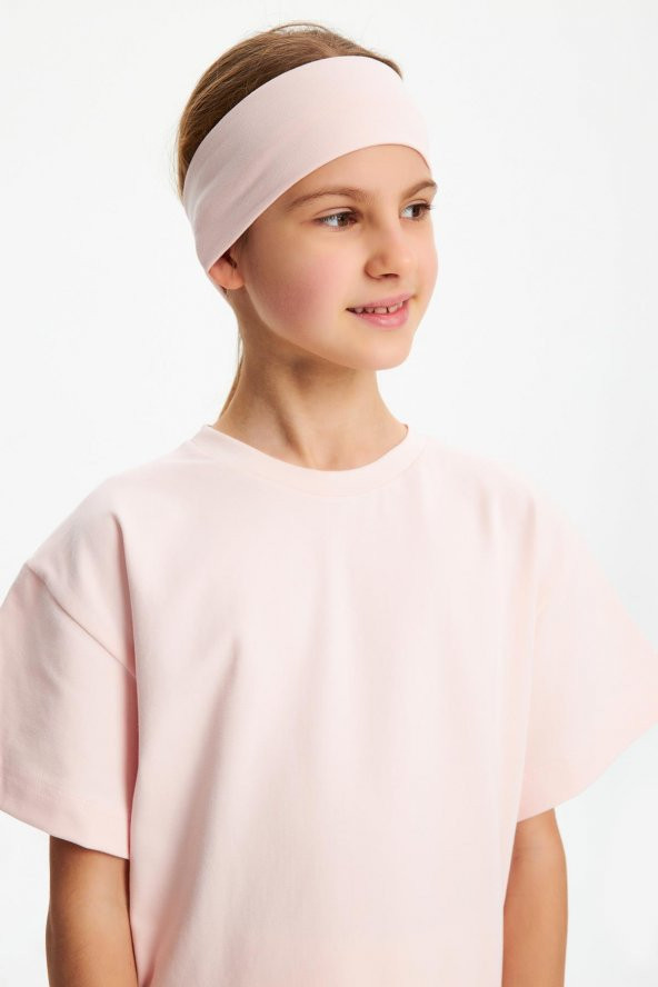 Pudra Kız Çocuk Kısa Kollu Bisiklet Yaka Terletmez, Yumuşak Rahat %100 Pamuklu Penye T-Shirt - 7