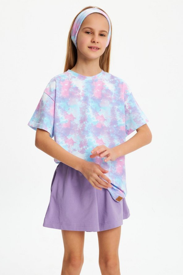 Batik Kız Çocuk Kısa Kollu Desenli Bisiklet Yaka Terletmez, Yumuşak Rahat %100 Pamuklu Penye T-Shirt - 8