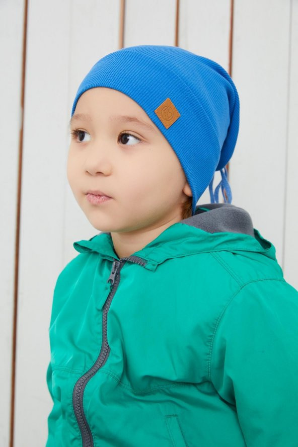 Erkek Bebek Çocuk Mavi Şapka Bere El yapımı Rahat Cild dostu %100 Pamuklu Kaşkorse - 3