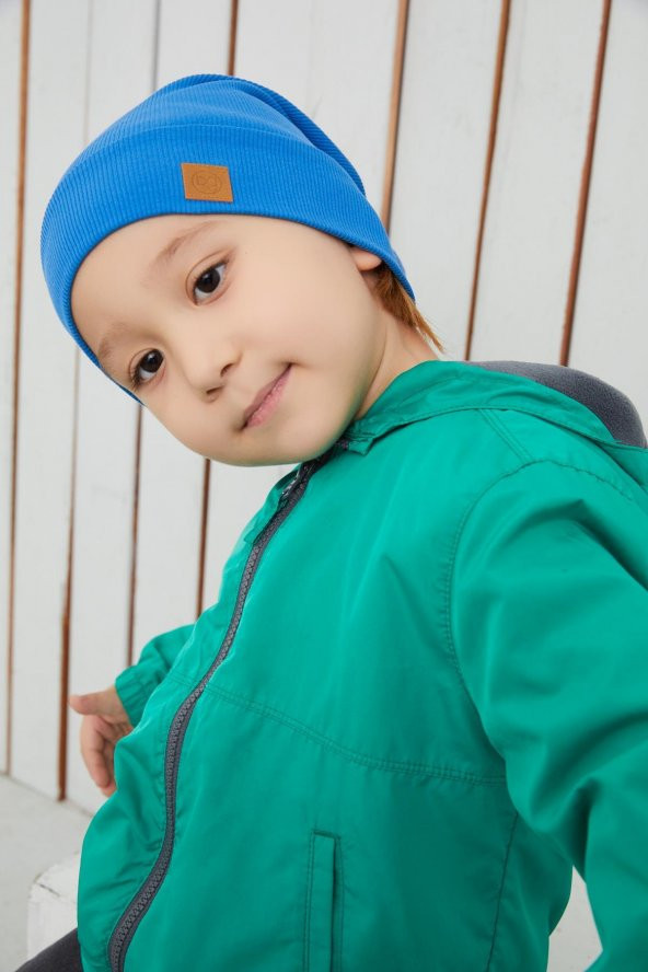 Erkek Bebek Çocuk Mavi Şapka Bere El yapımı Rahat Cild dostu %100 Pamuklu Kaşkorse - 4