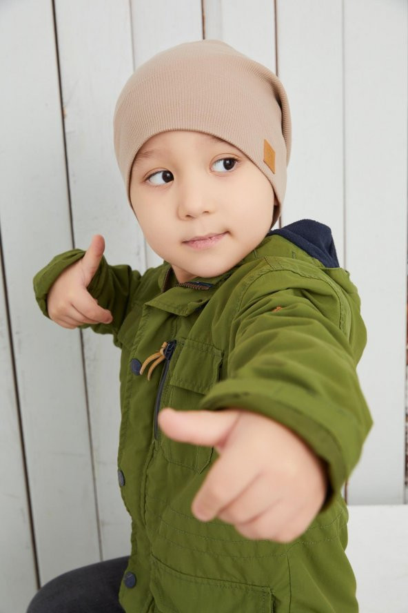 Erkek Bebek Çocuk Sütlü Kahve Şapka Bere El yapımı Rahat Cild dostu %100 Pamuklu Kaşkorse - 3