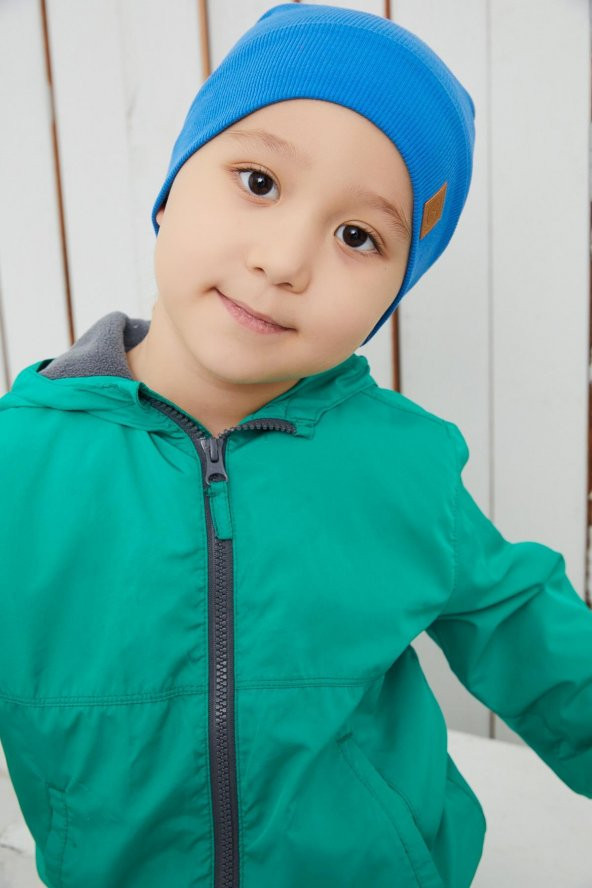 Erkek Bebek Çocuk Mavi Şapka Bere El yapımı Rahat Cild dostu %100 Pamuklu Kaşkorse - 5